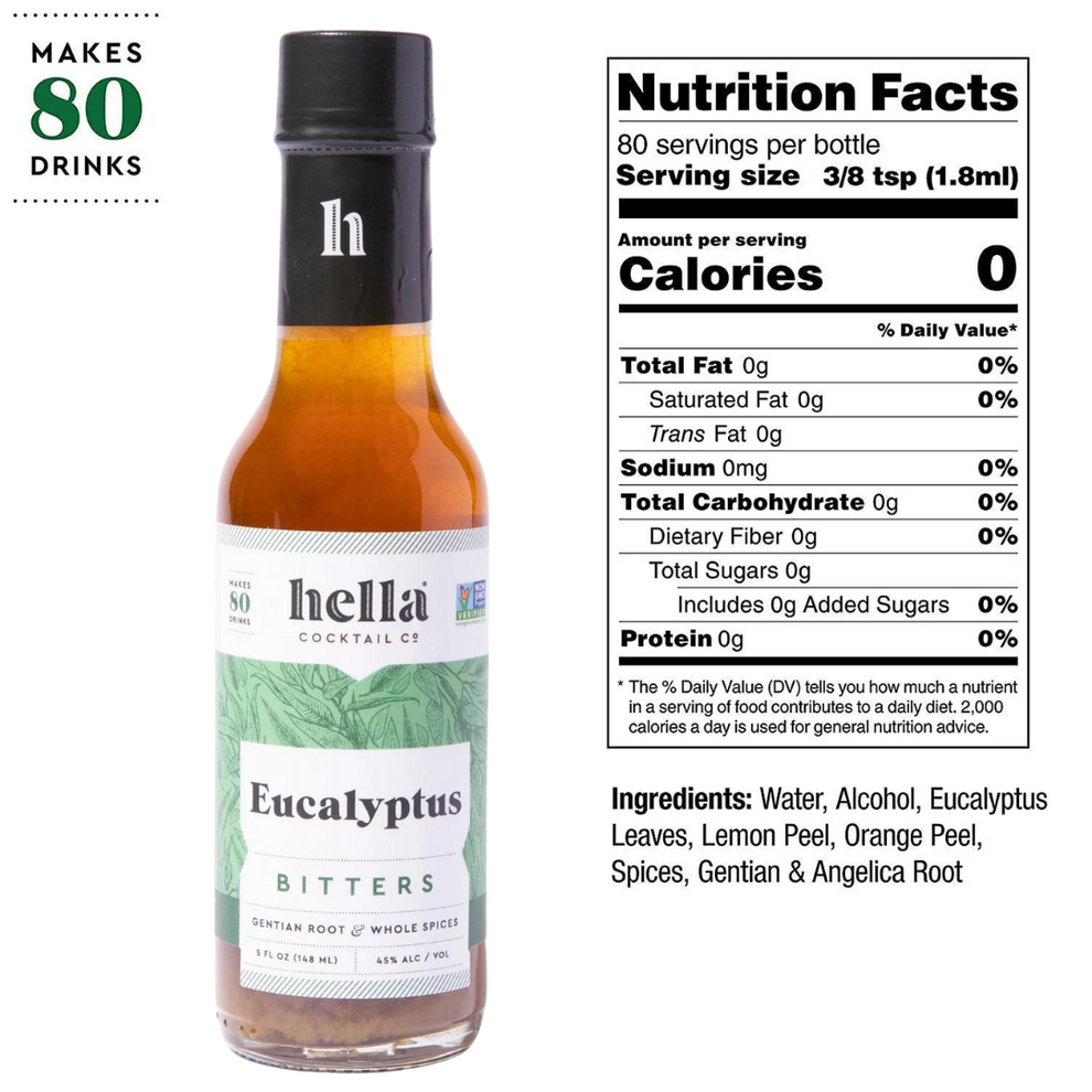 Eucalyptus Bitters for Cocktails, 5 oz Hella Cocktail Co.